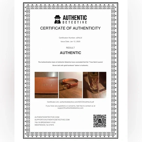 Authentic YSL Yves Saint Laurent Womens Belt 36 Inch 90 Cm Brown Leather Gold - Picture 2 of 16